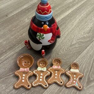 Pier 1 Holiday Penguin and Gingerbread Spoon Set